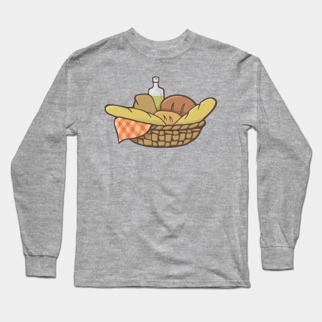 Basket of Artisan Breads Long Sleeve T-Shirt by sifis